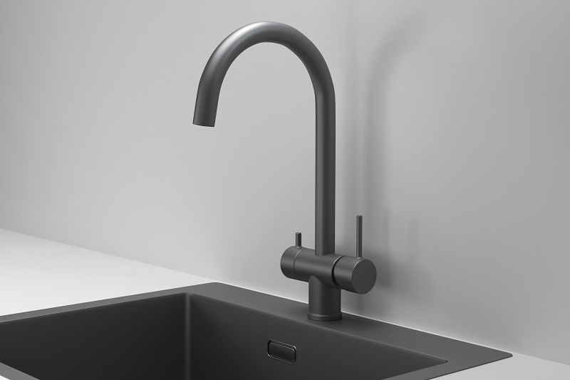 Смеситель для кухни Granula Kitchen Space 7104 графит матовый, подключение к фильтру